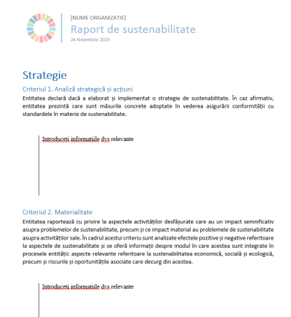 Descarca Model Raport de sustenabilitate esg